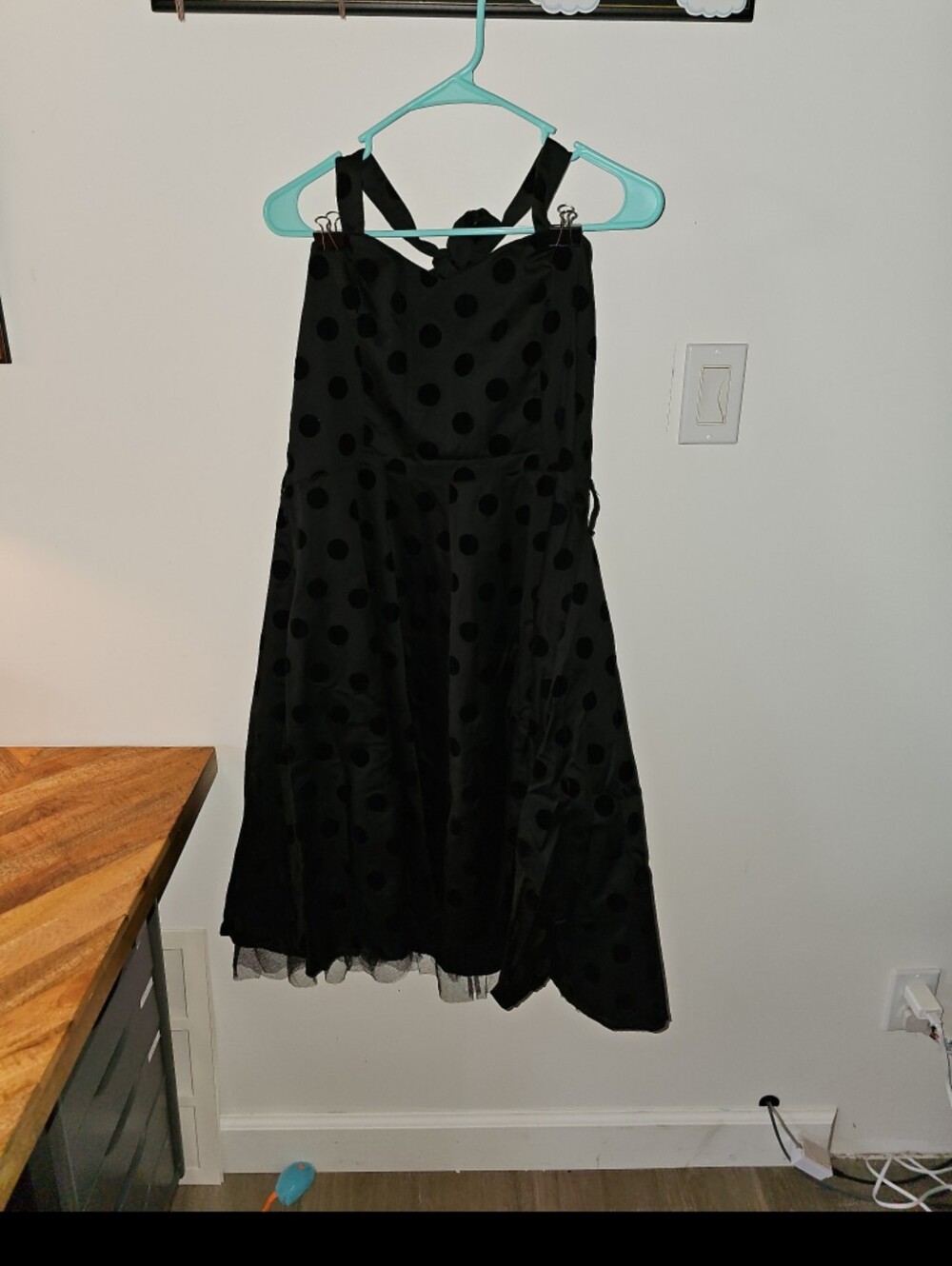 Hearts and Roses H&R London black polkadot dress with tulle US 14 UK 18